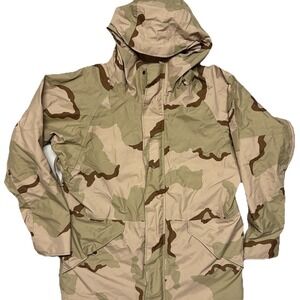 US Military ECWCS Desert Camo Parka Jacket Gore Tex Large Long Hunting Hooded